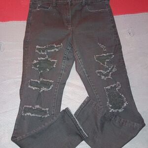 American Eagle Outfitters Black Distressed Cropped Jeans